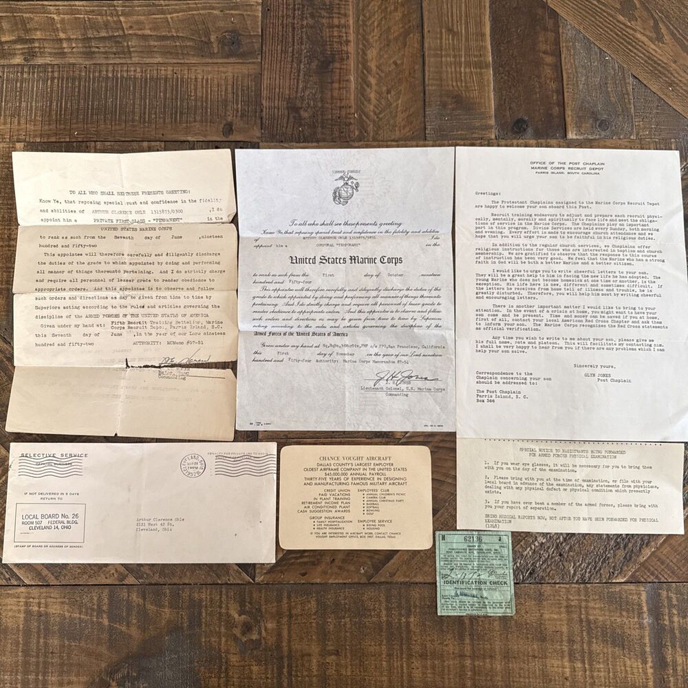 1950s Original US Military Induction Papers Lot Recruitment Ephemera Documents
